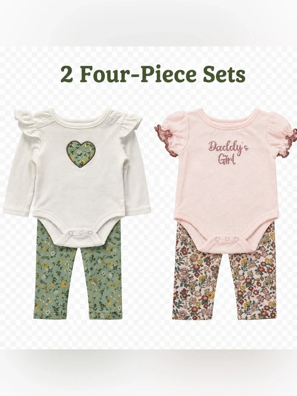 NWT Baby Essentials two soft, coordinated 4-piece sets. 3M perfect gift sets.